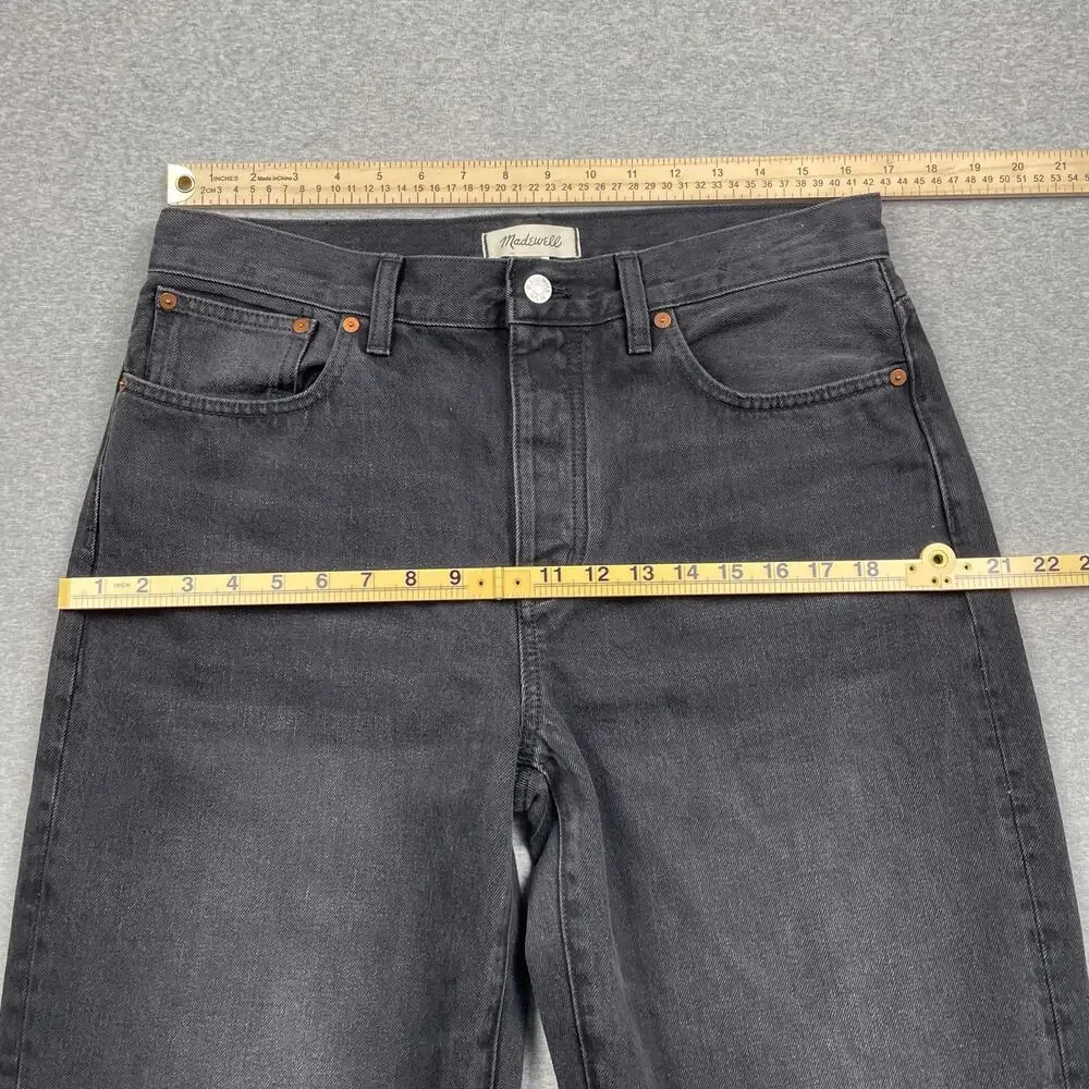 Madewell Jeans Womens 29 Black Low-Slung Straight Slouchy Denim Kent Wash Drapey